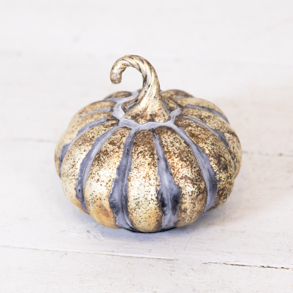 Matte Antiqued Gold Mercury Glass Pumpkin Small