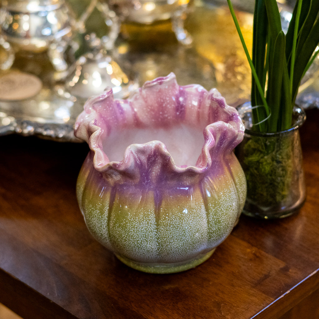 Pink Ruffle Speckled Planter