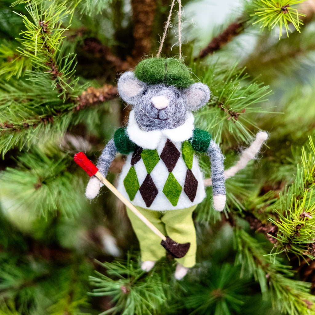 Wool Argyle Sweater Golfer Ornament