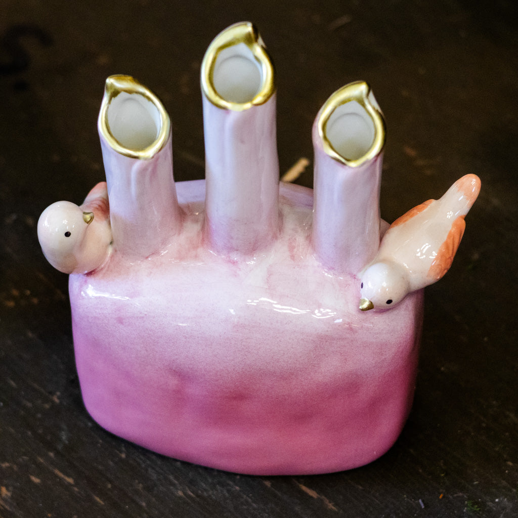 Pink Bird Tulip Vase