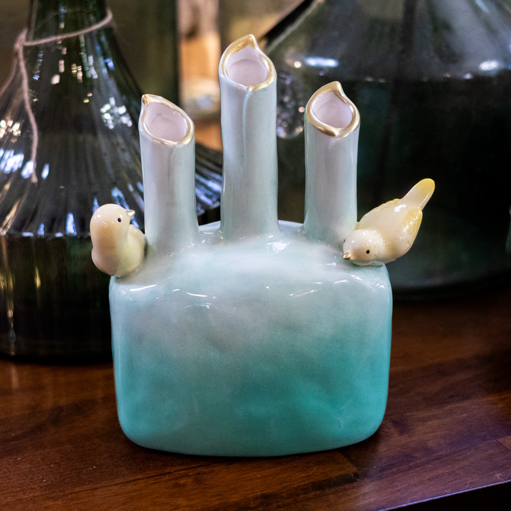 Green Bird Tulip Vase