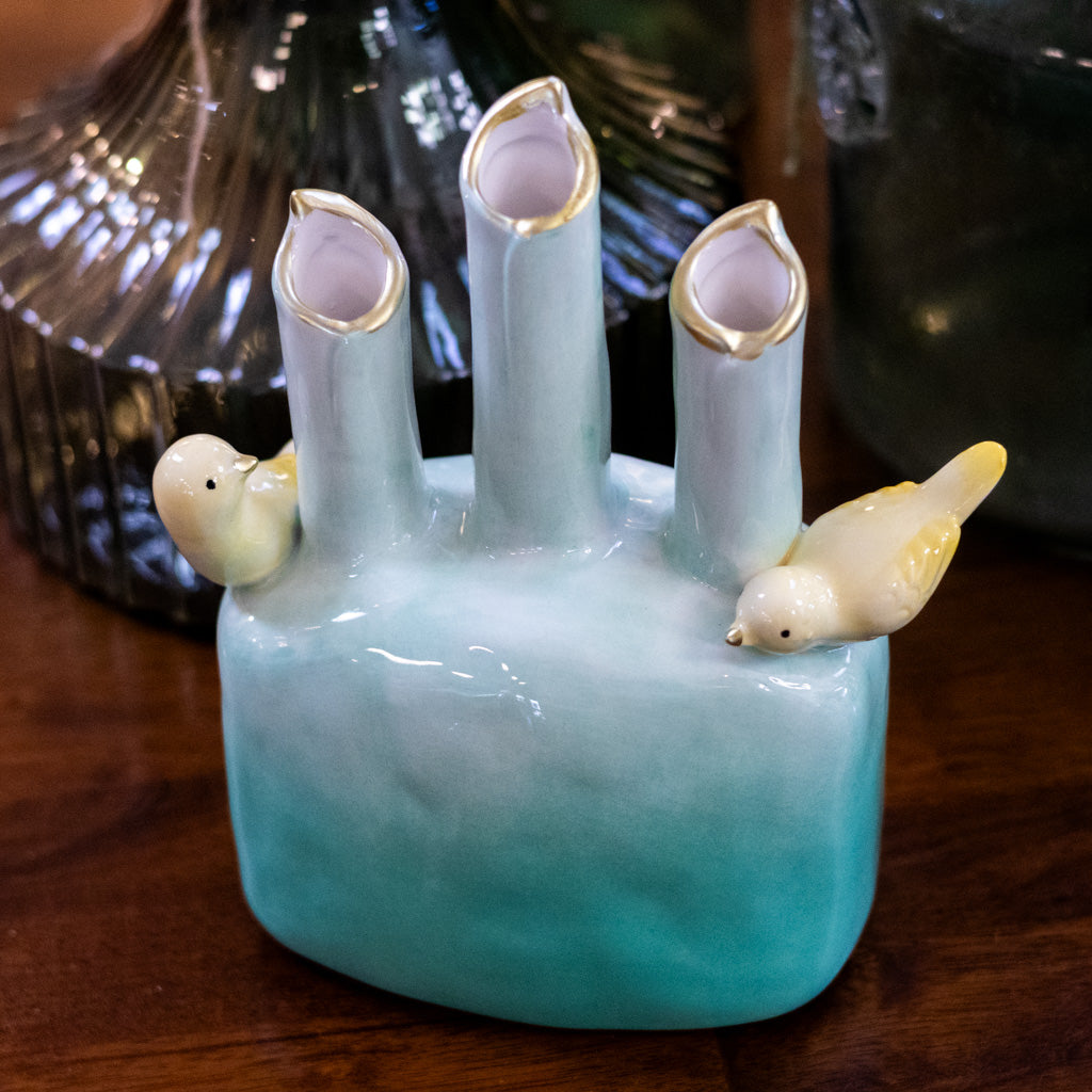 Green Bird Tulip Vase