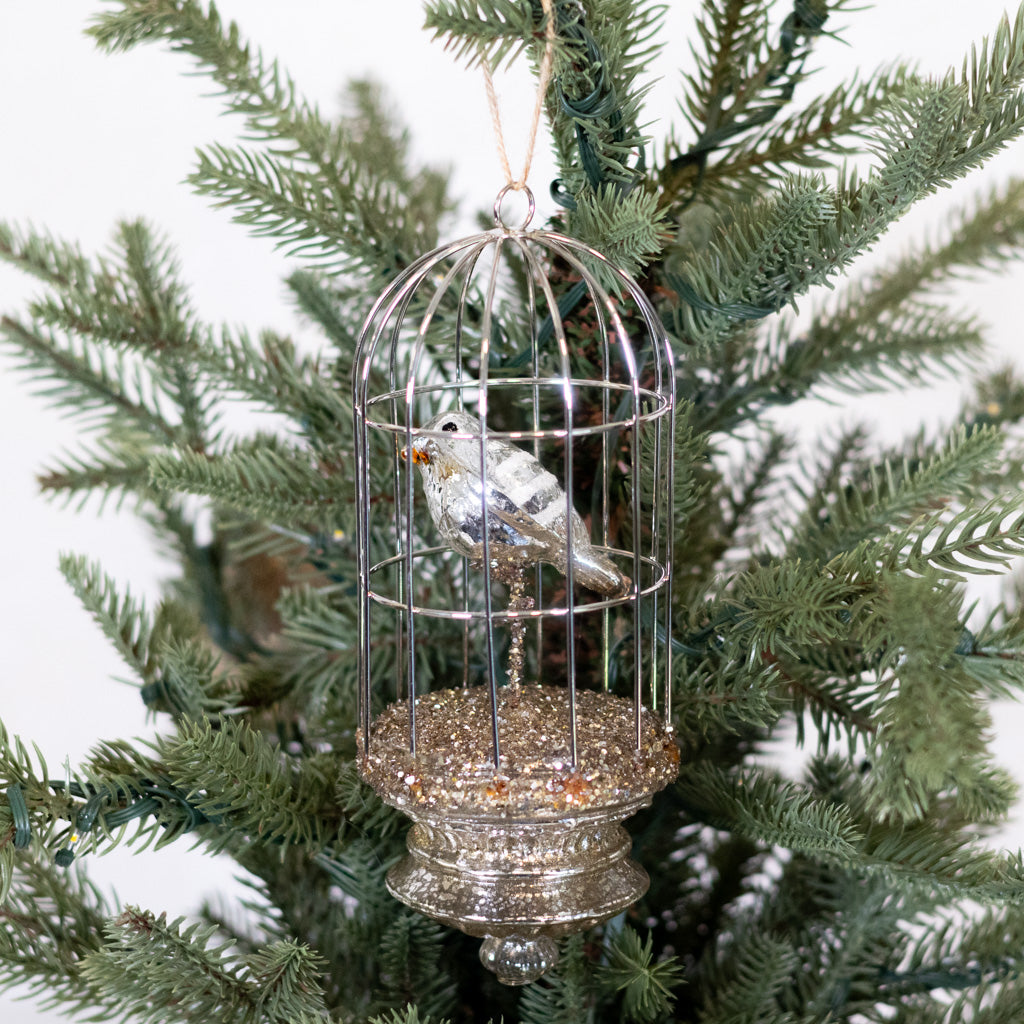 Mercury Glass Birdcage Ornament