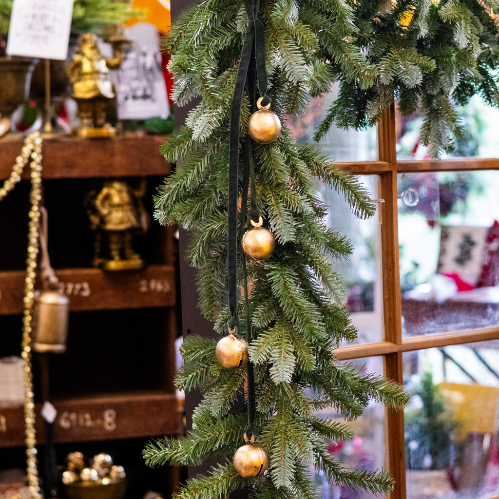 Burnt Gold Green Velvet Four Bell Hanger