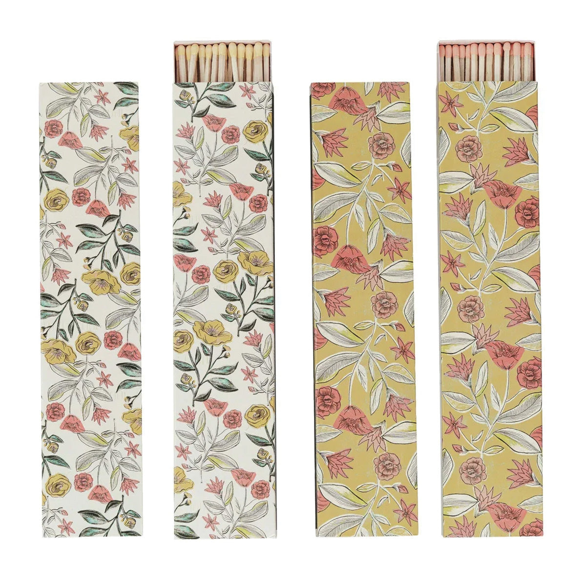 Safety Fireplace Matches in Flower Beige Matchbox