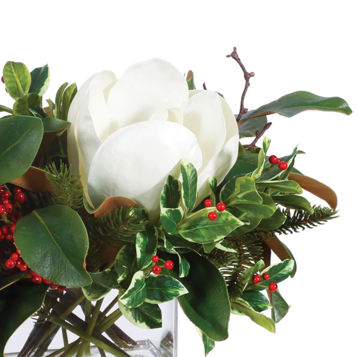 Magnolia and Berry Square Centerpiece