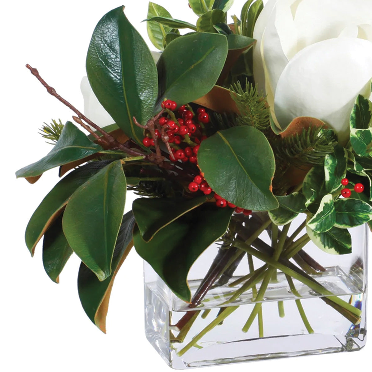 Magnolia and Berry Square Centerpiece