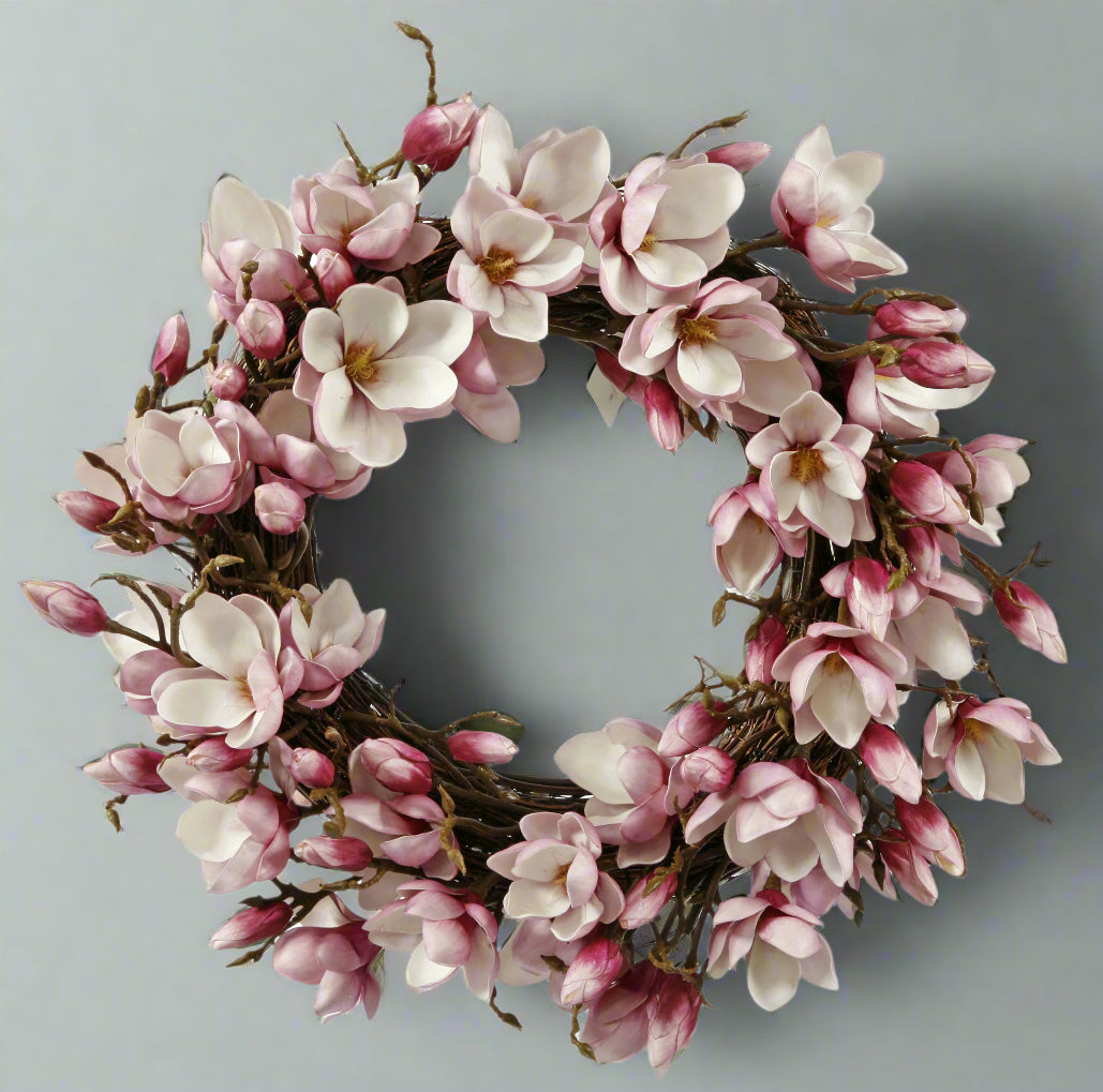 Fuchsia Japanese Magnolia Wreath