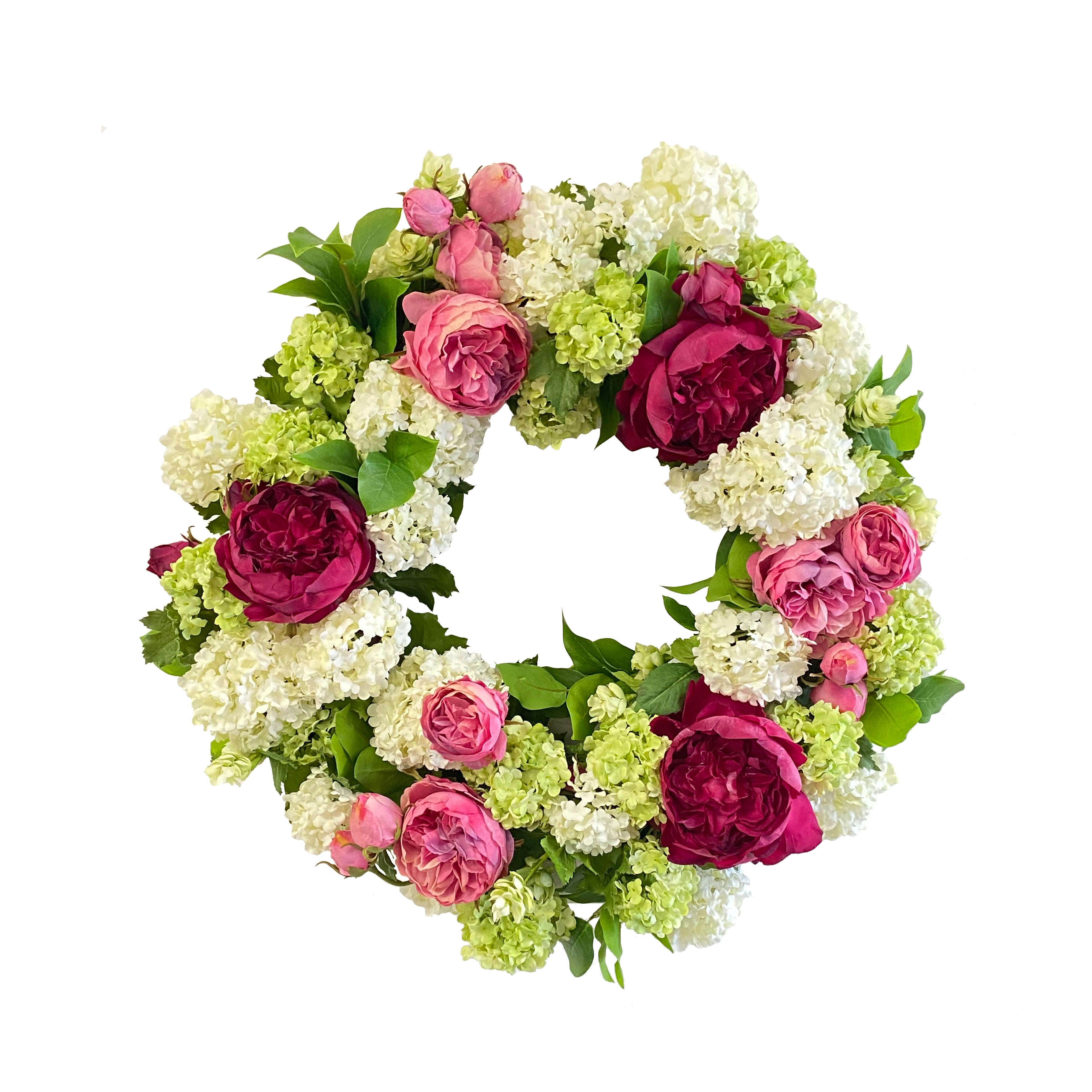 Multicolor Snowball Rose Wreath