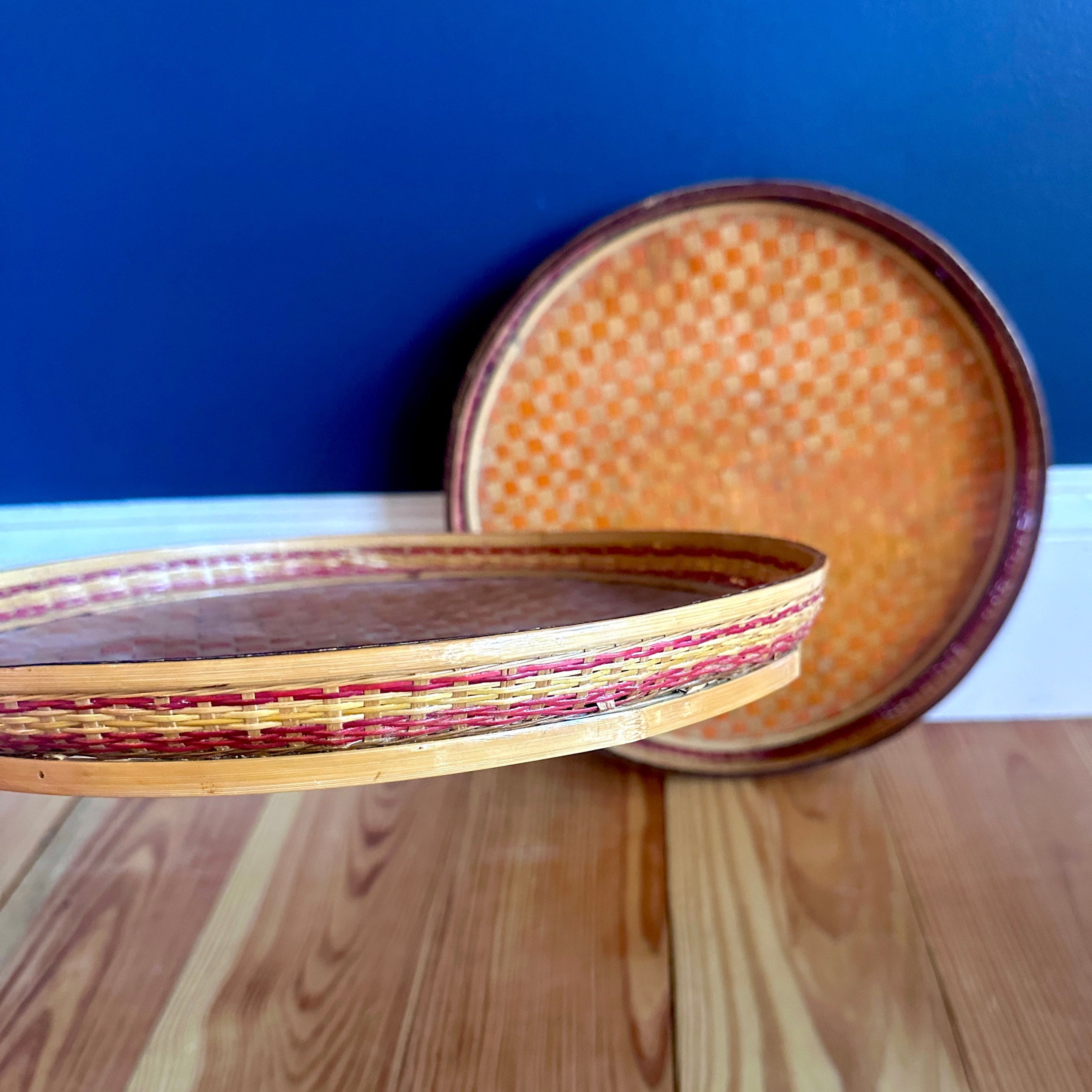 Set of Two Rattan Vintage Platters/Chargers