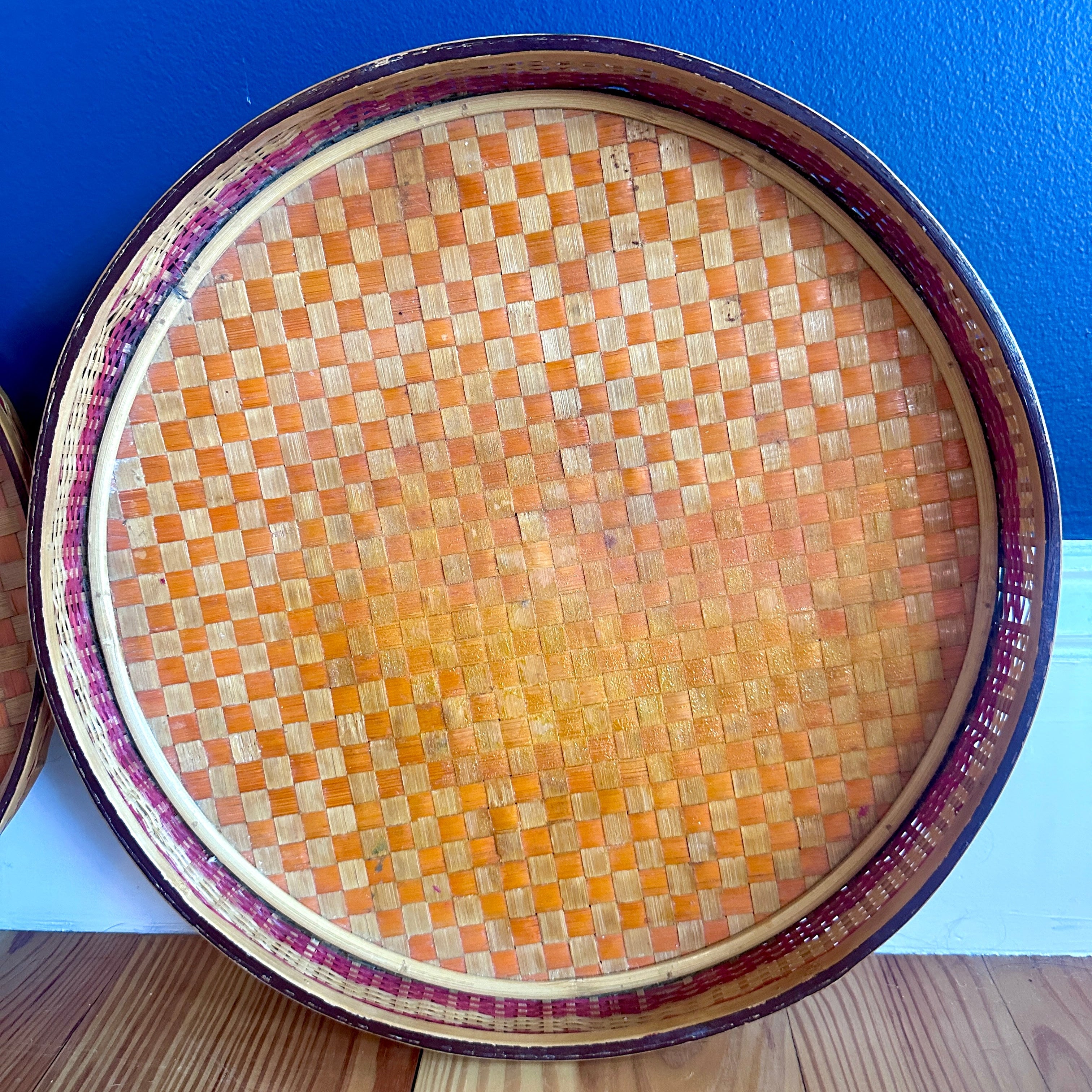 Set of Two Rattan Vintage Platters/Chargers