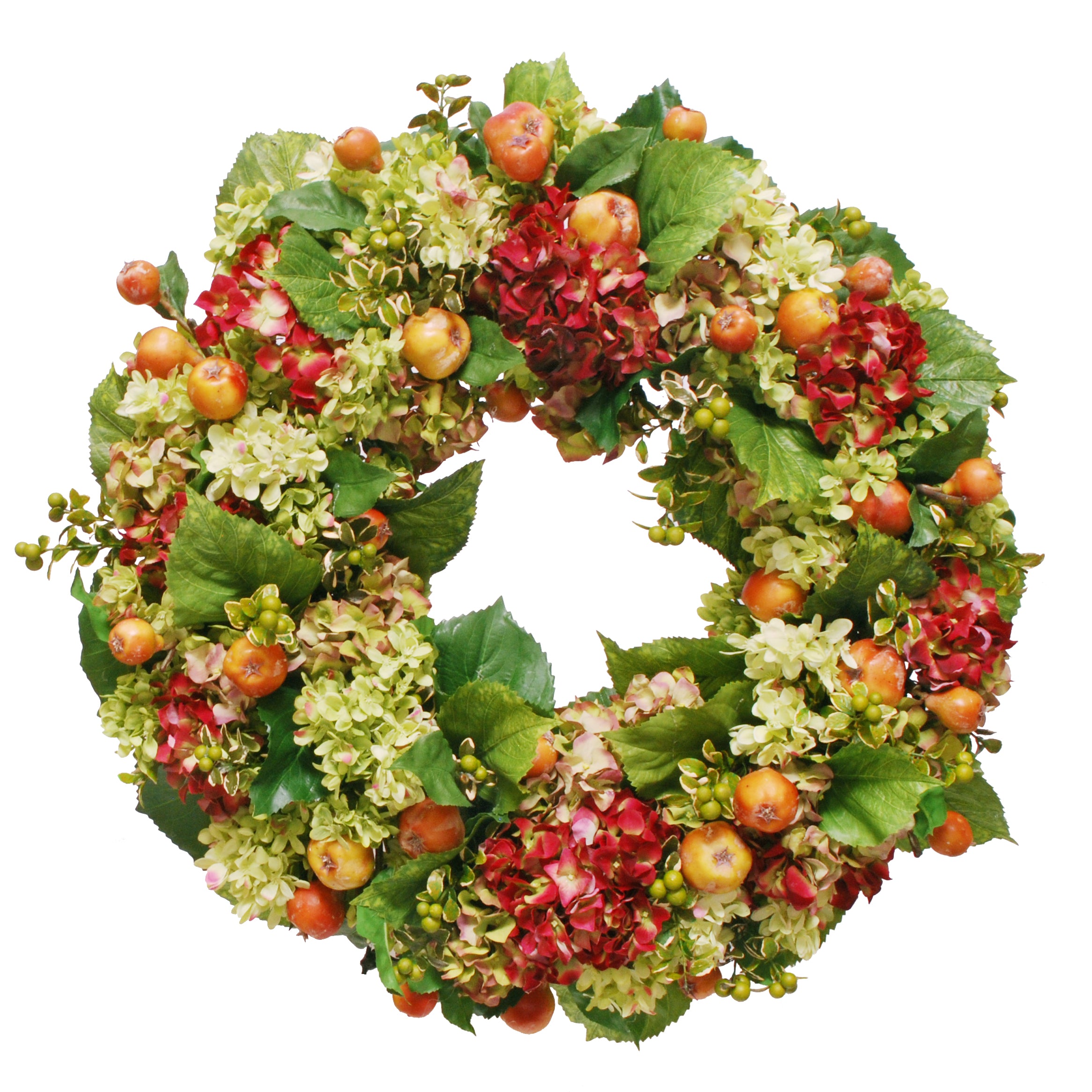Green Hydrangea and Quince Wreath