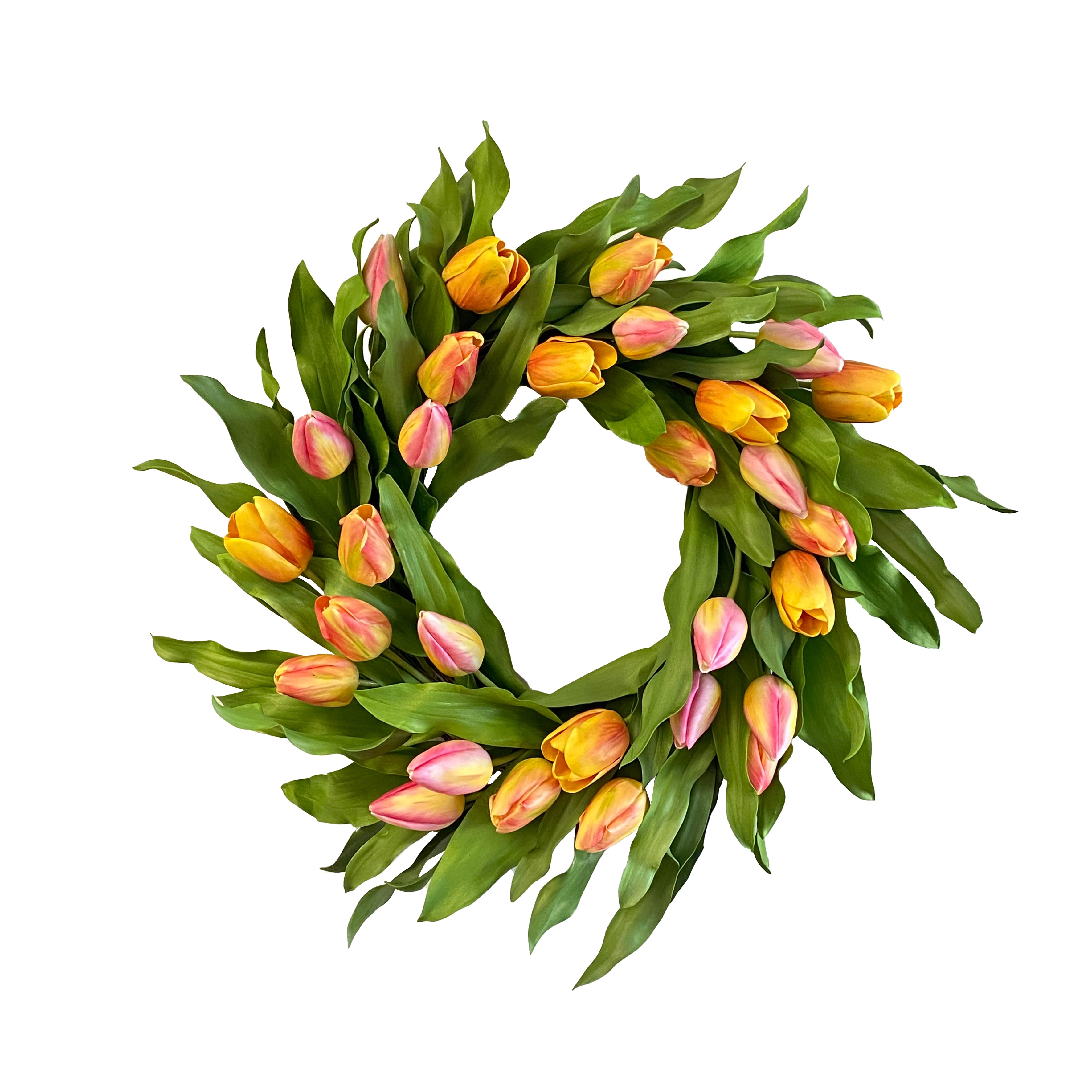 Yellow and Pink Tulip Wreath