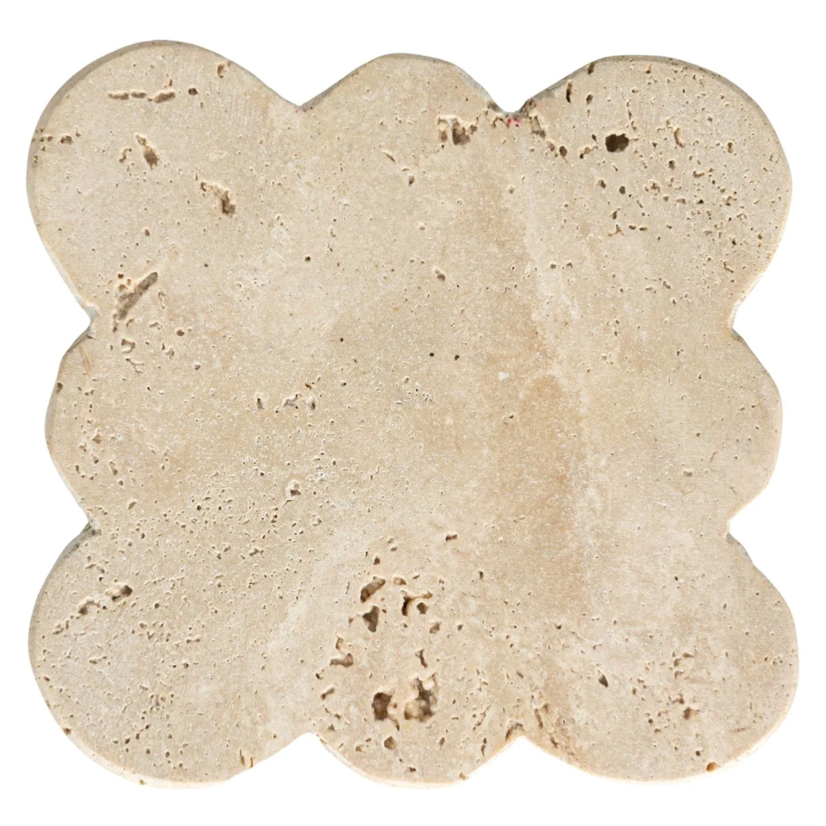 Set of Four Square Travertine Coasters with Scalloped Edge