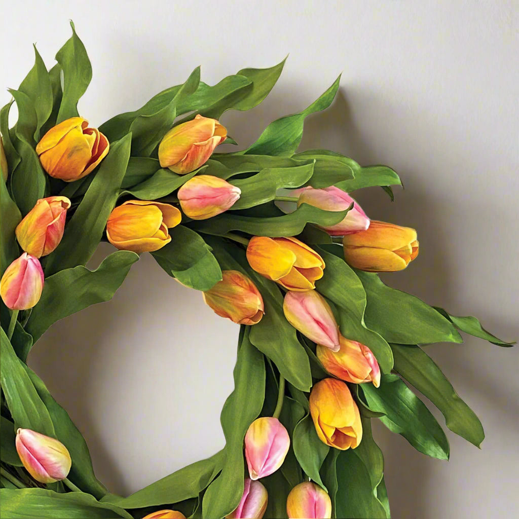 Yellow and Pink Tulip Wreath