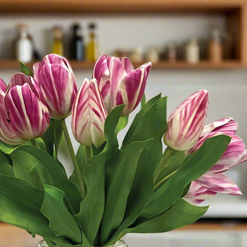 Mauve Tulips in Bubble Bowl