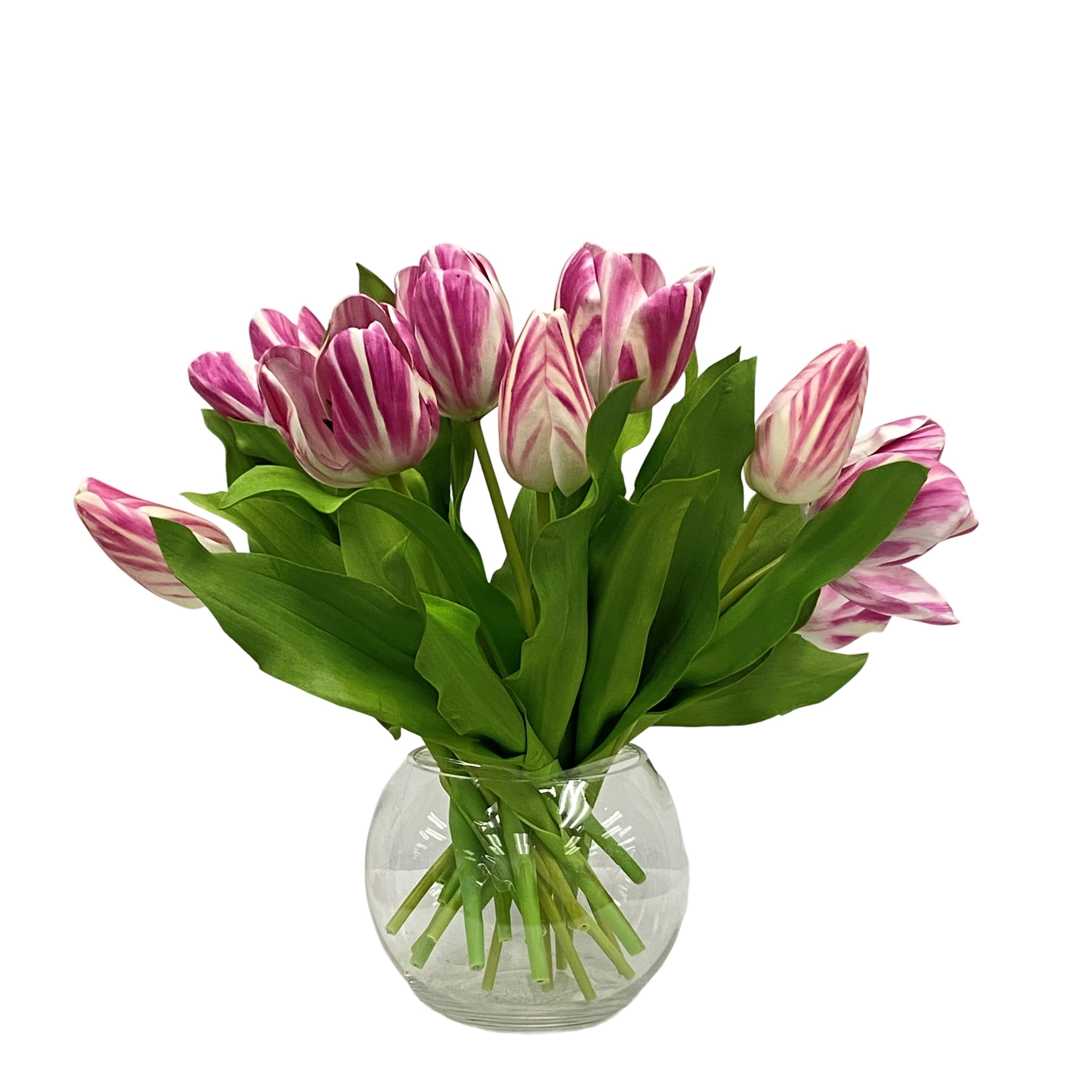 Mauve Tulips in Bubble Bowl