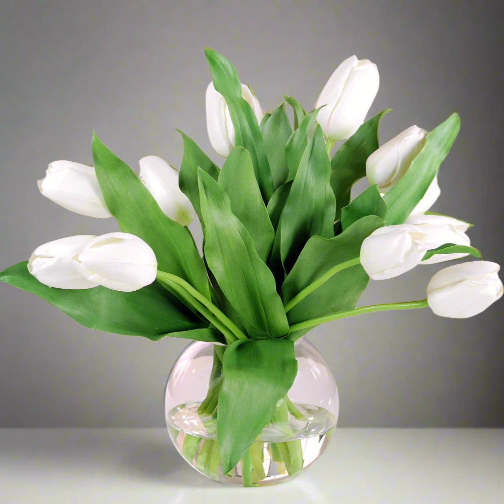 White Tulips in Bubble Bowl