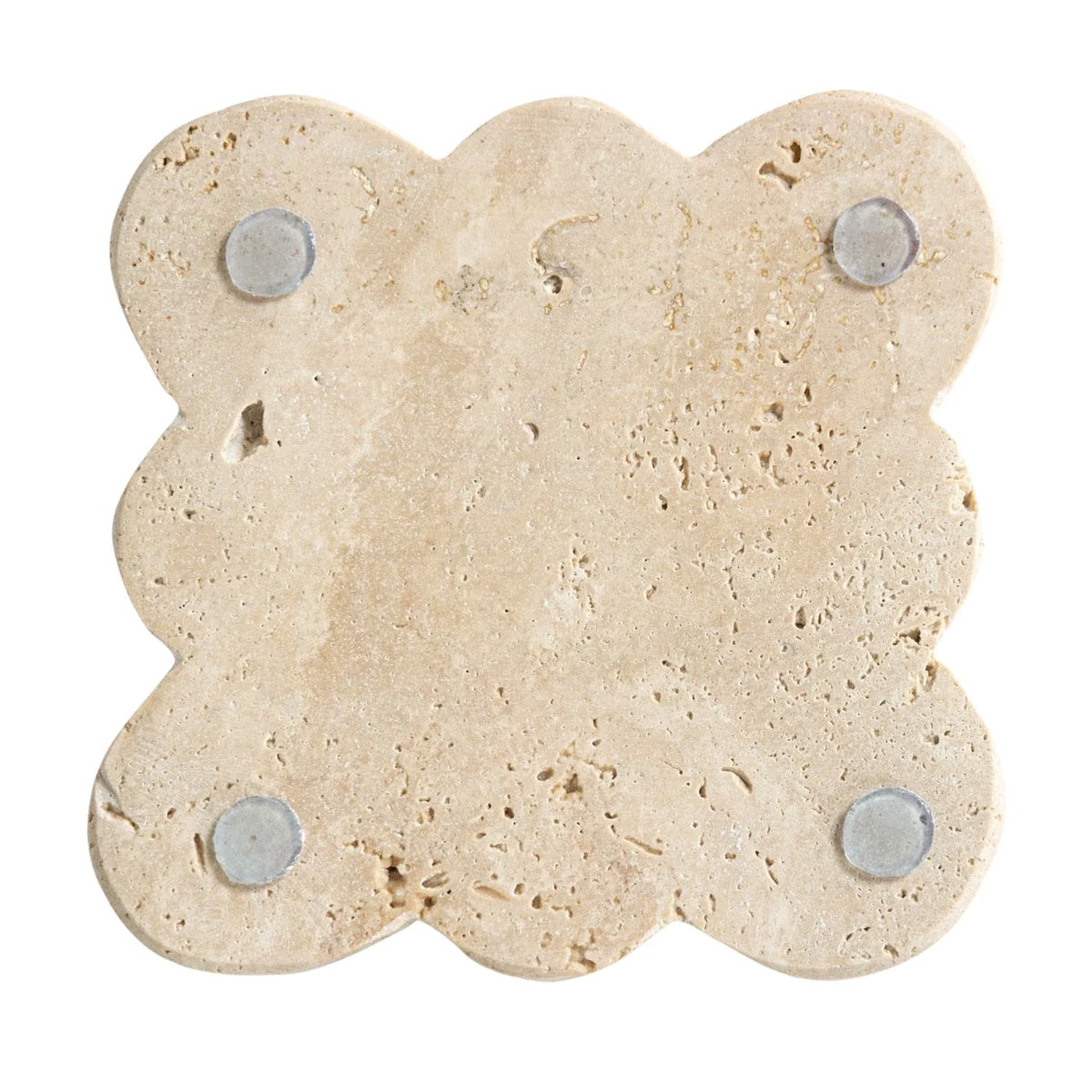 Set of Four Square Travertine Coasters with Scalloped Edge