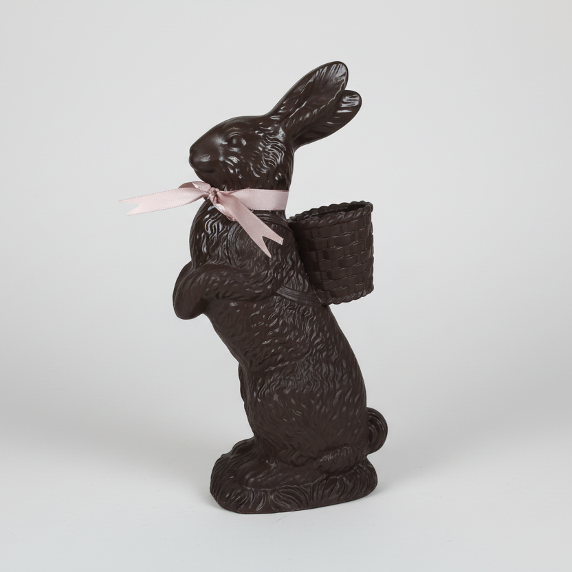 Resin Chocolate Standing Bunny with Basket