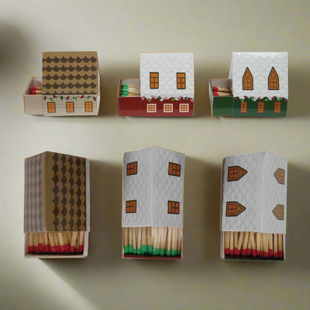Safety Matches in House Shaped Matchbox Brown Roof