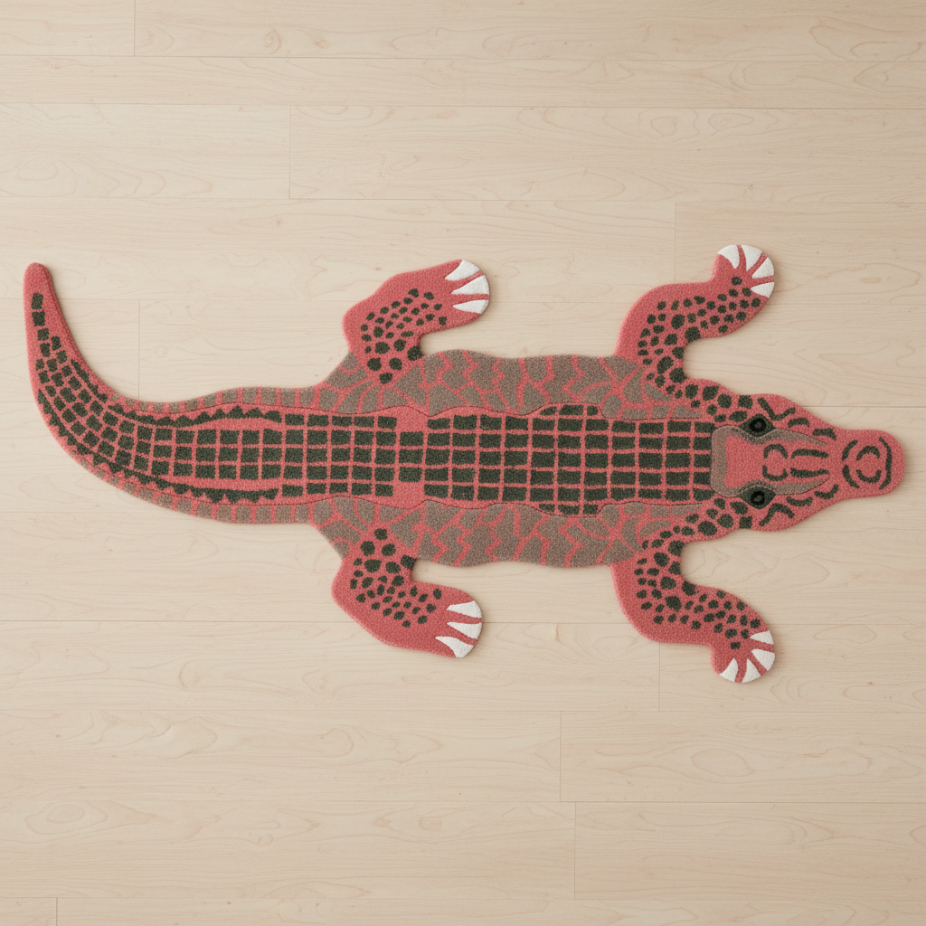 Wool Tufted Alligator Shaped Rug