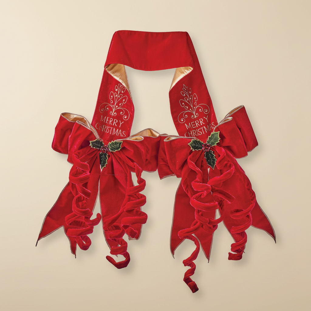 Double Sided Velvet Merry Christmas Door Bows