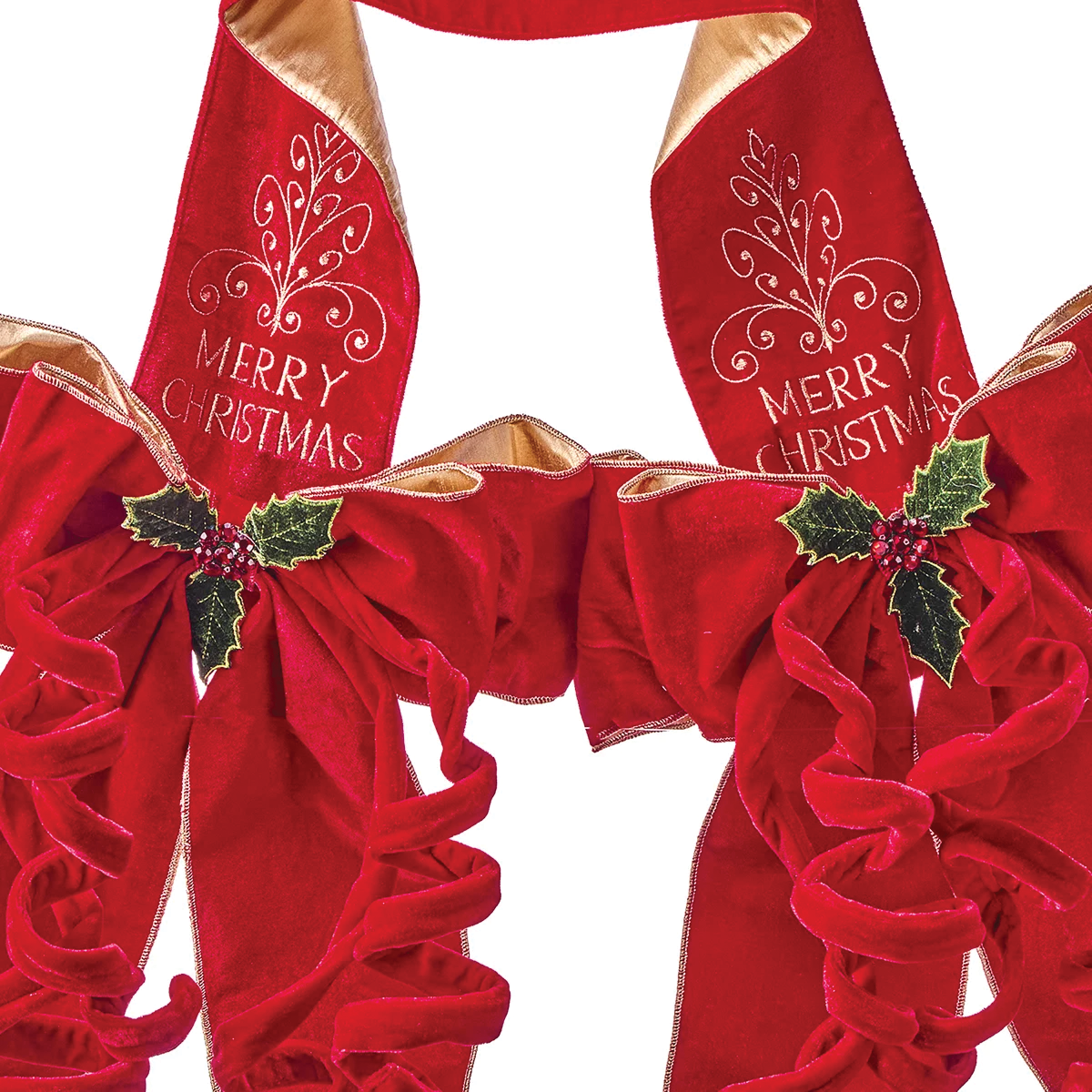 Double Sided Velvet Merry Christmas Door Bows