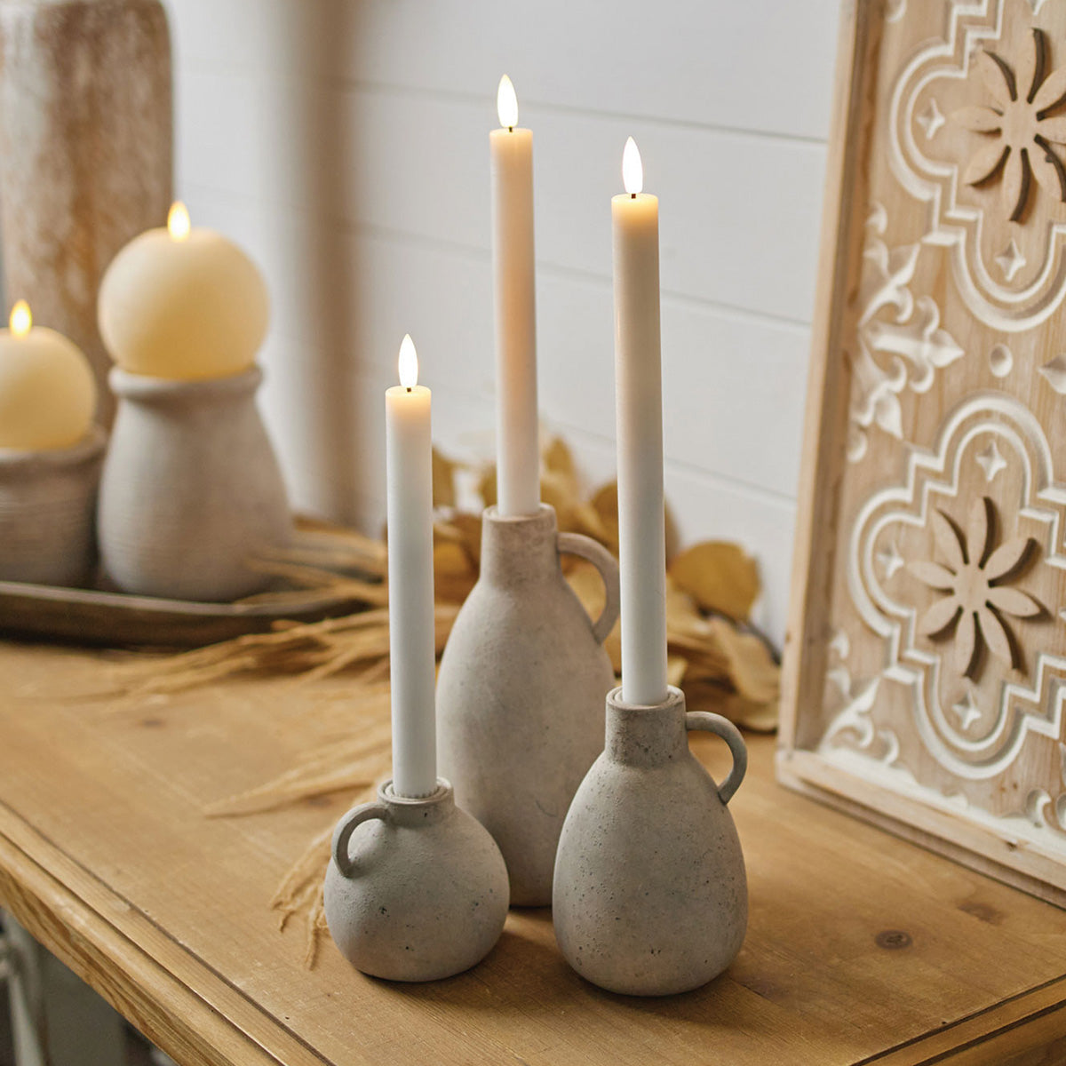 Taper Flameless Cream Candle Set of Two
