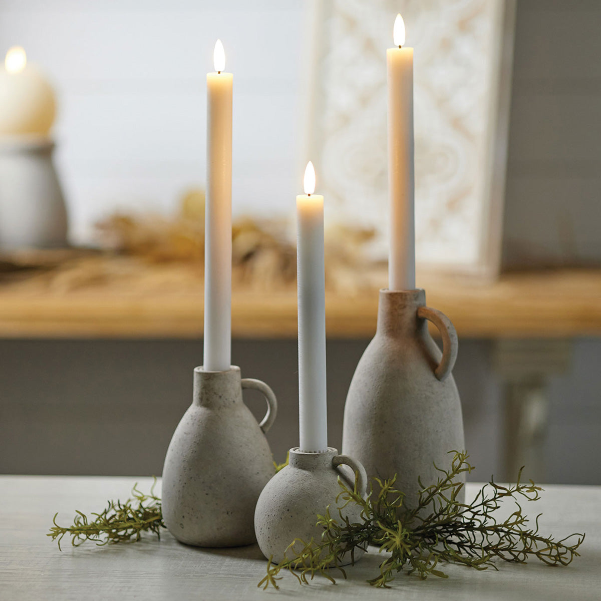 Taper Flameless Cream Candle Set of Two