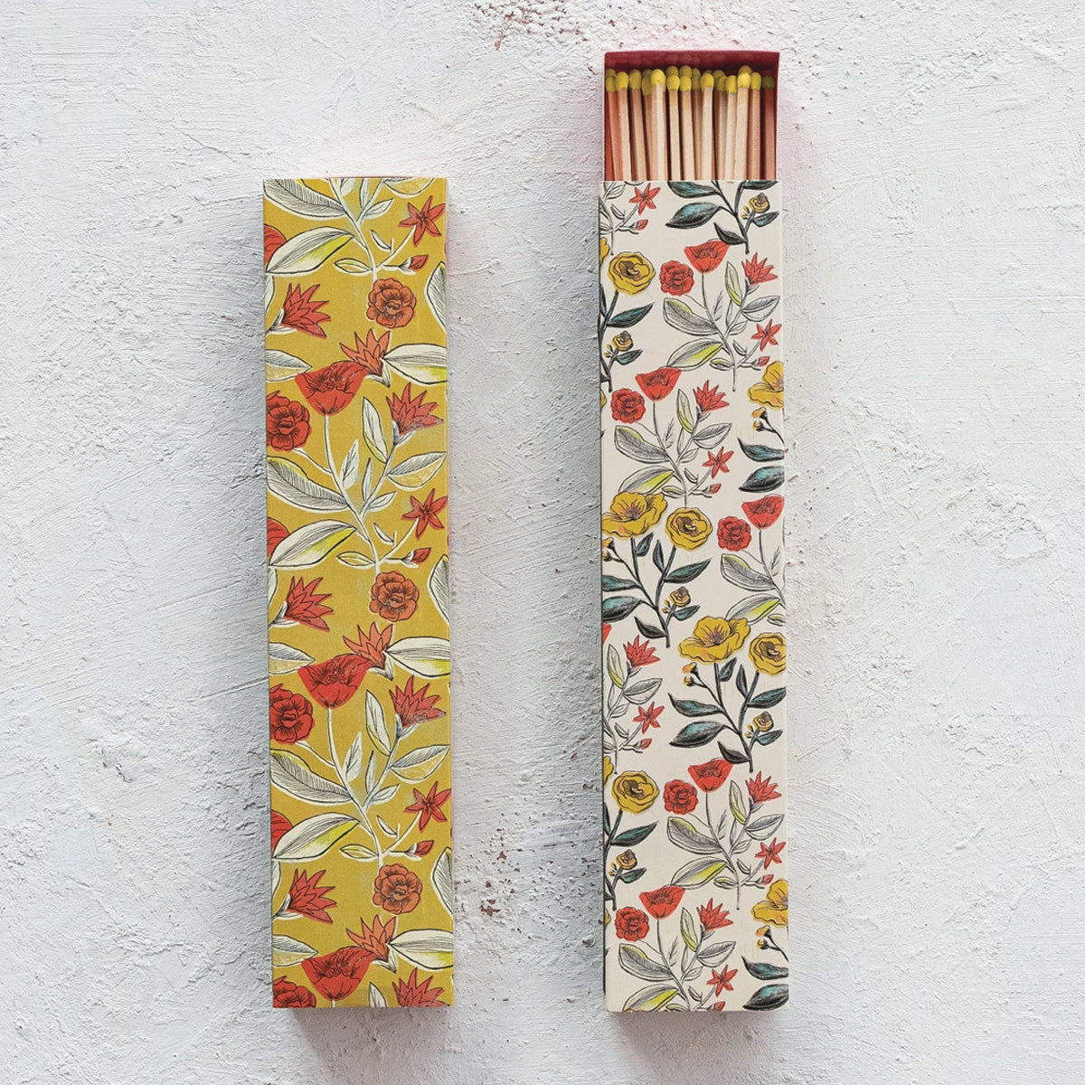 Safety Fireplace Matches in Flower Beige Matchbox
