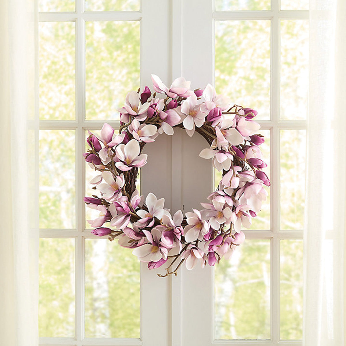 Fuchsia Japanese Magnolia Wreath