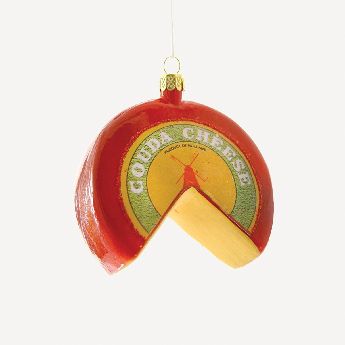 Gouda Cheese Wheel Glass Ornament