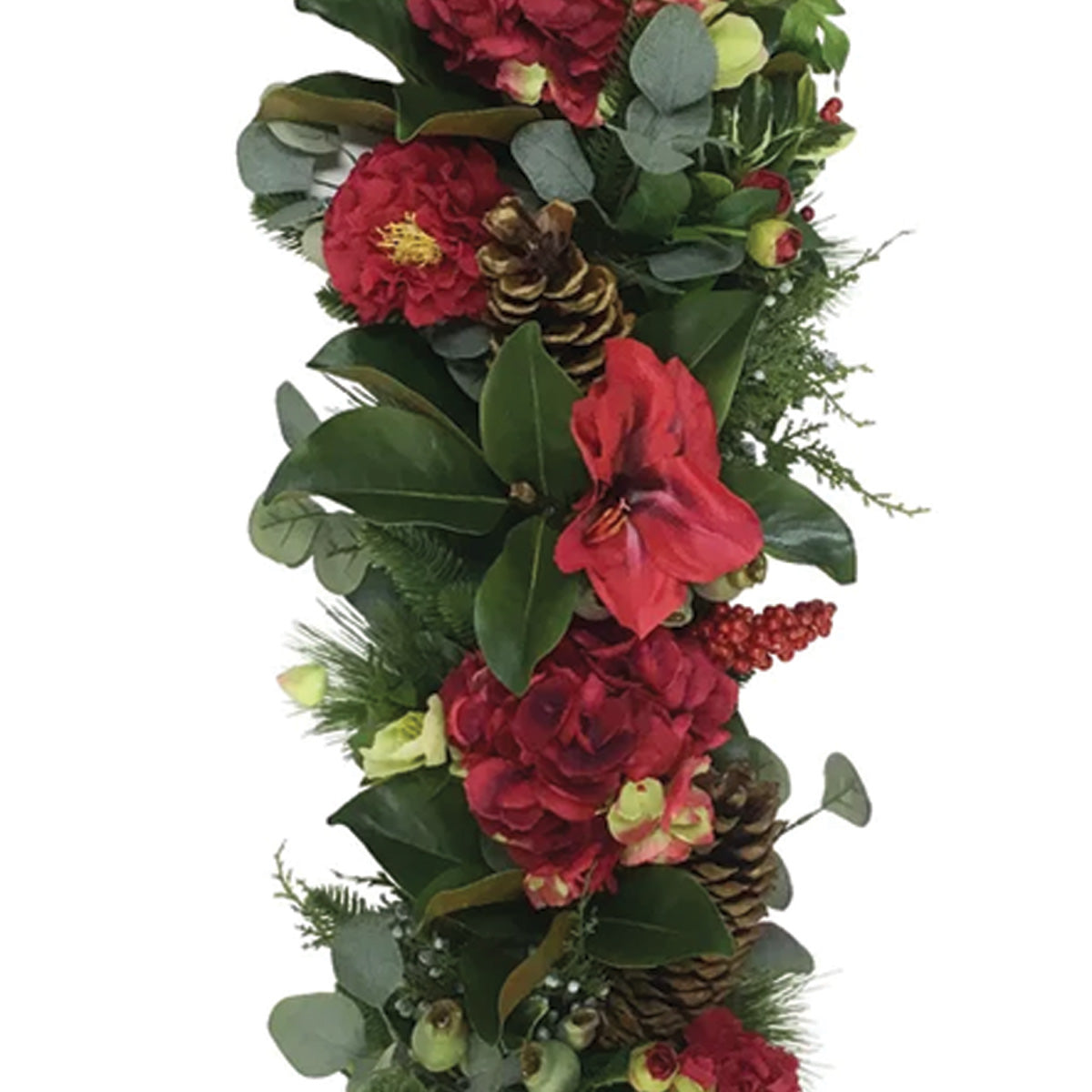 Red Hydrangea, Amaryllis and Camellia Garland
