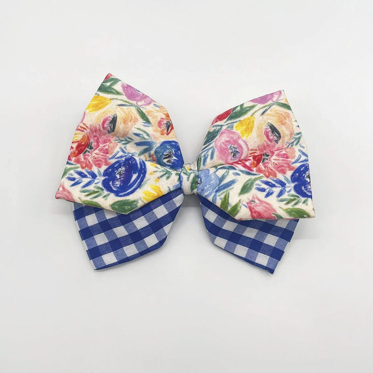 Hand Drawn Poplin Floral Bow Clip