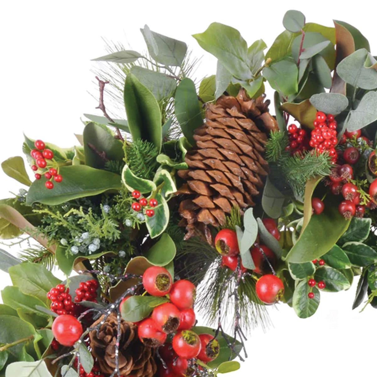 Red and Green Holiday Deluxe Wreath 32"