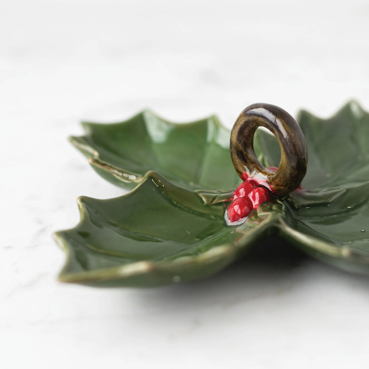 Ceramic Holly Leaf Shaped Dish