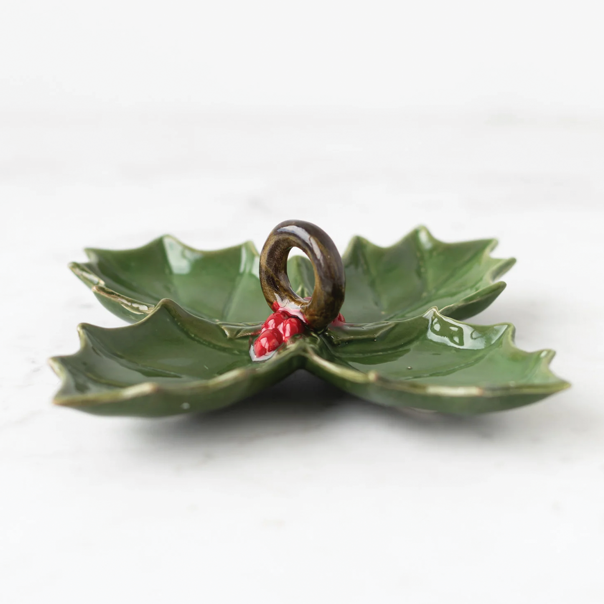 Ceramic Holly Leaf Shaped Dish