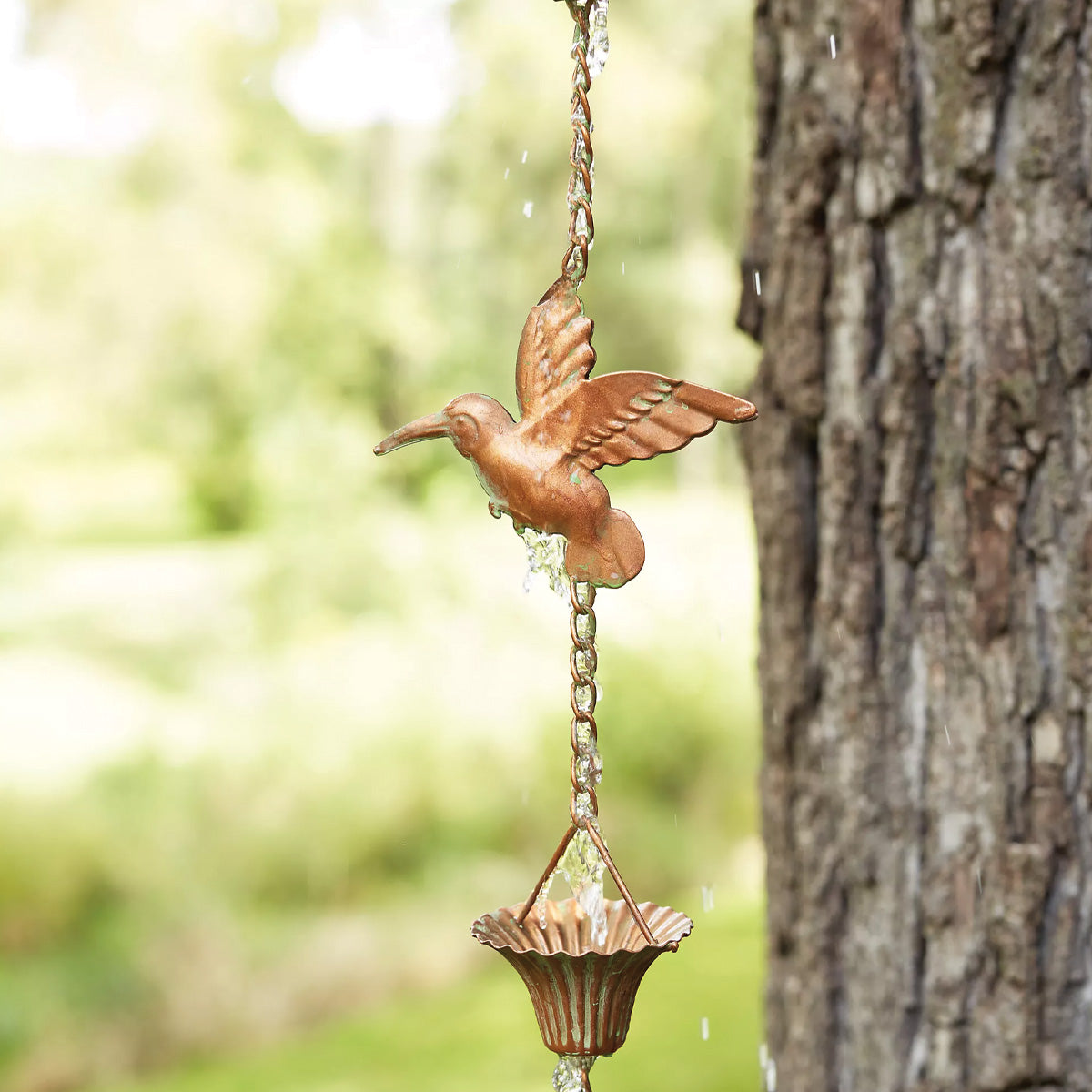 Hummingbird Iron Rain Chain and Wind Chime