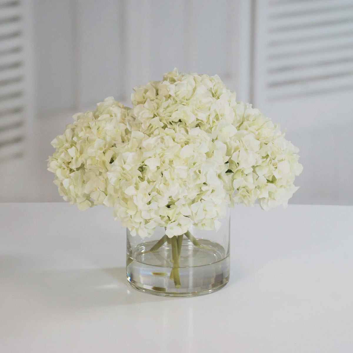 White Hydrangeas in Glass