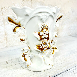 1890s White and Gold Parisian Porcelain Spill Vase