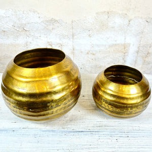 Aluminum Gold Grooved Bowl Large