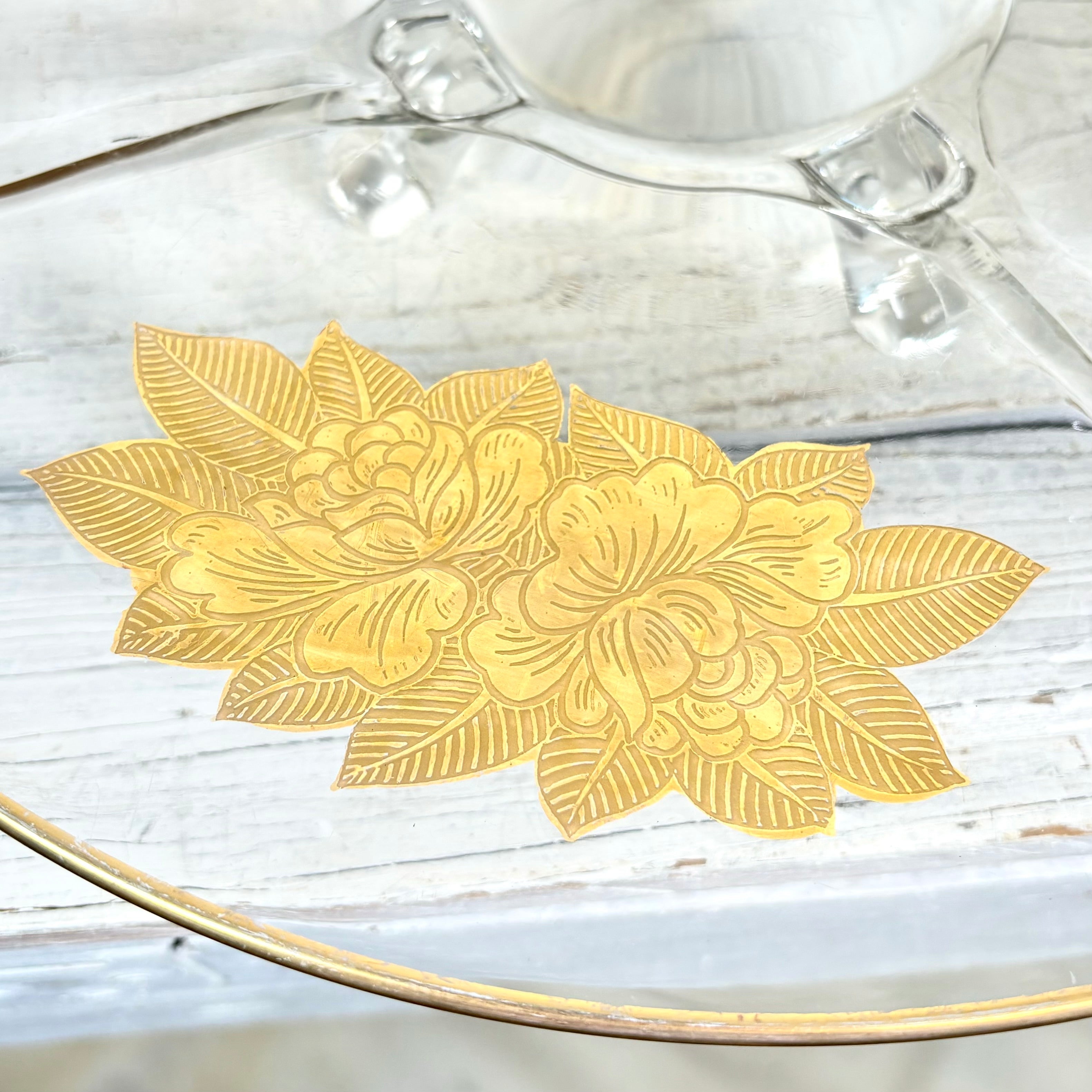 Vintage Gold Trimmed Glass Footed Platter