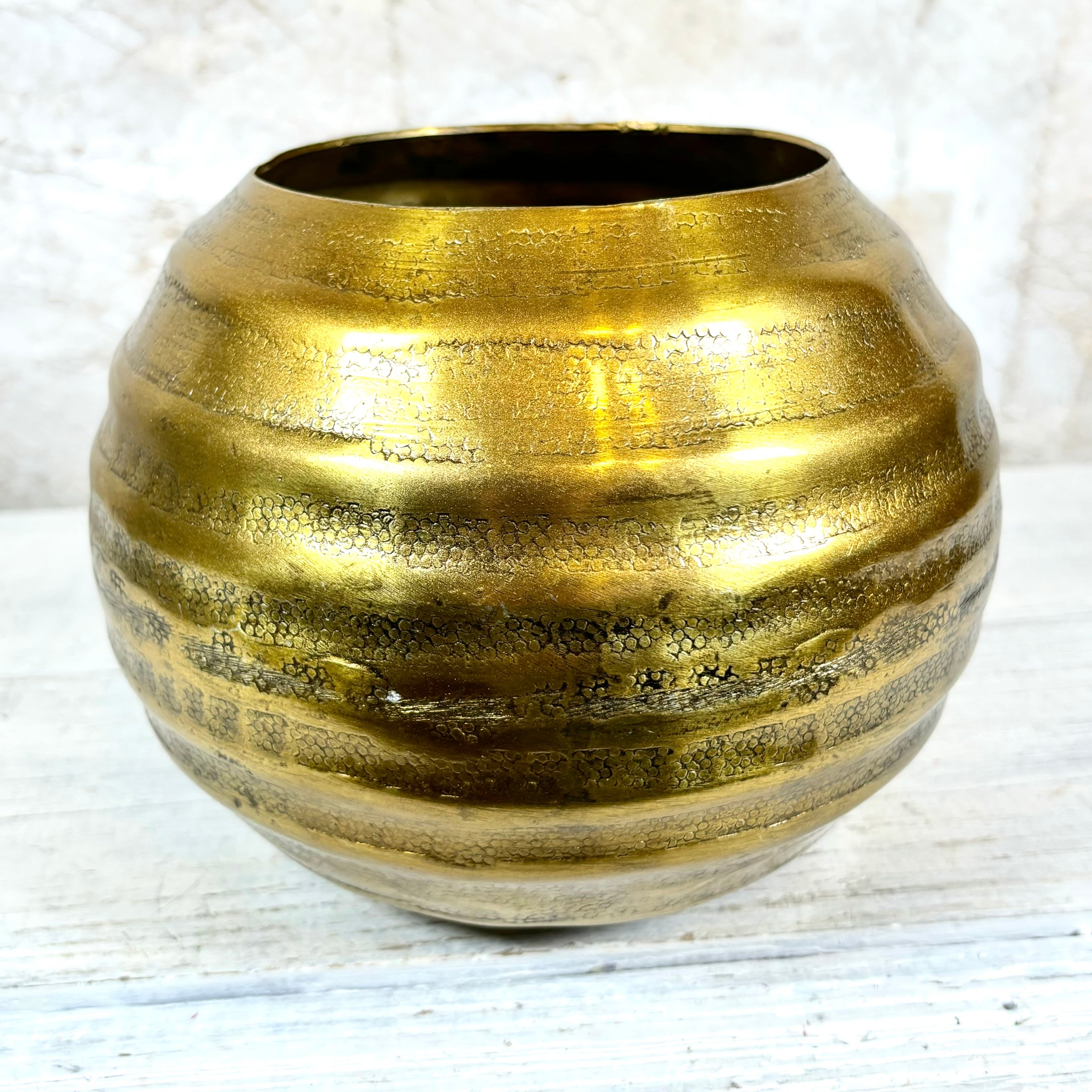 Aluminum Gold Grooved Bowl Large