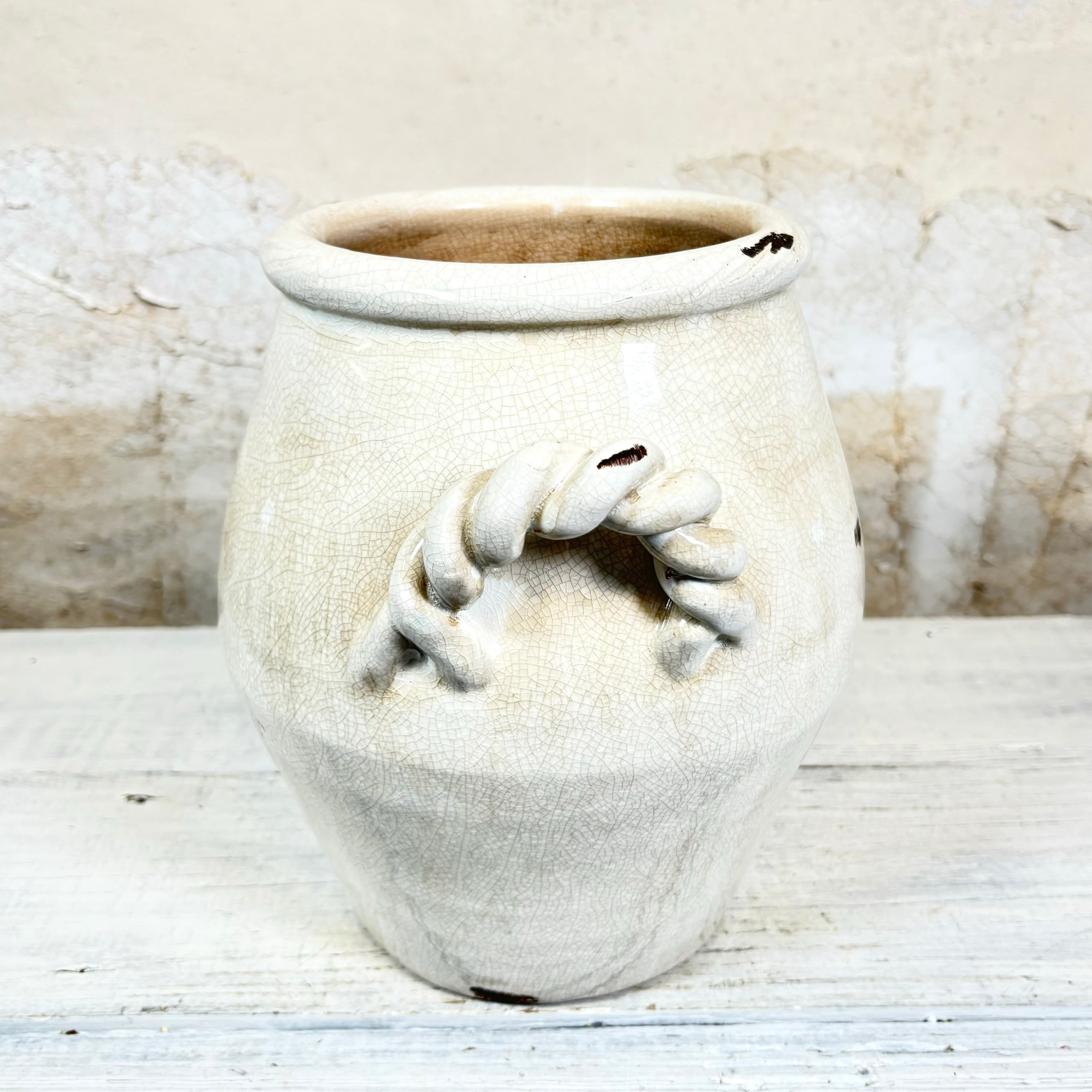 Stoneware Potbelly White Vase Glazed White