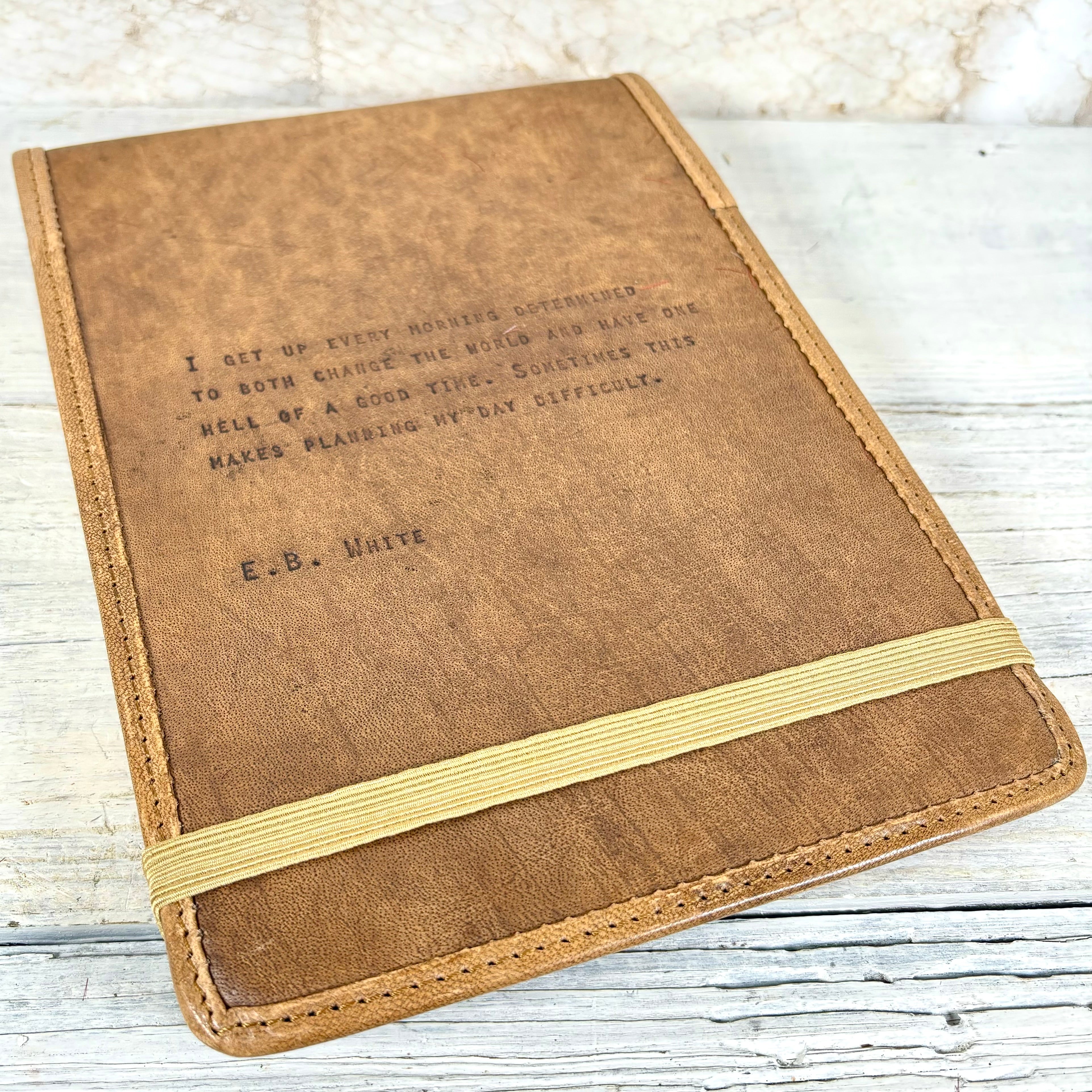 Large E.B. White Hand-Stamped Leather Journal