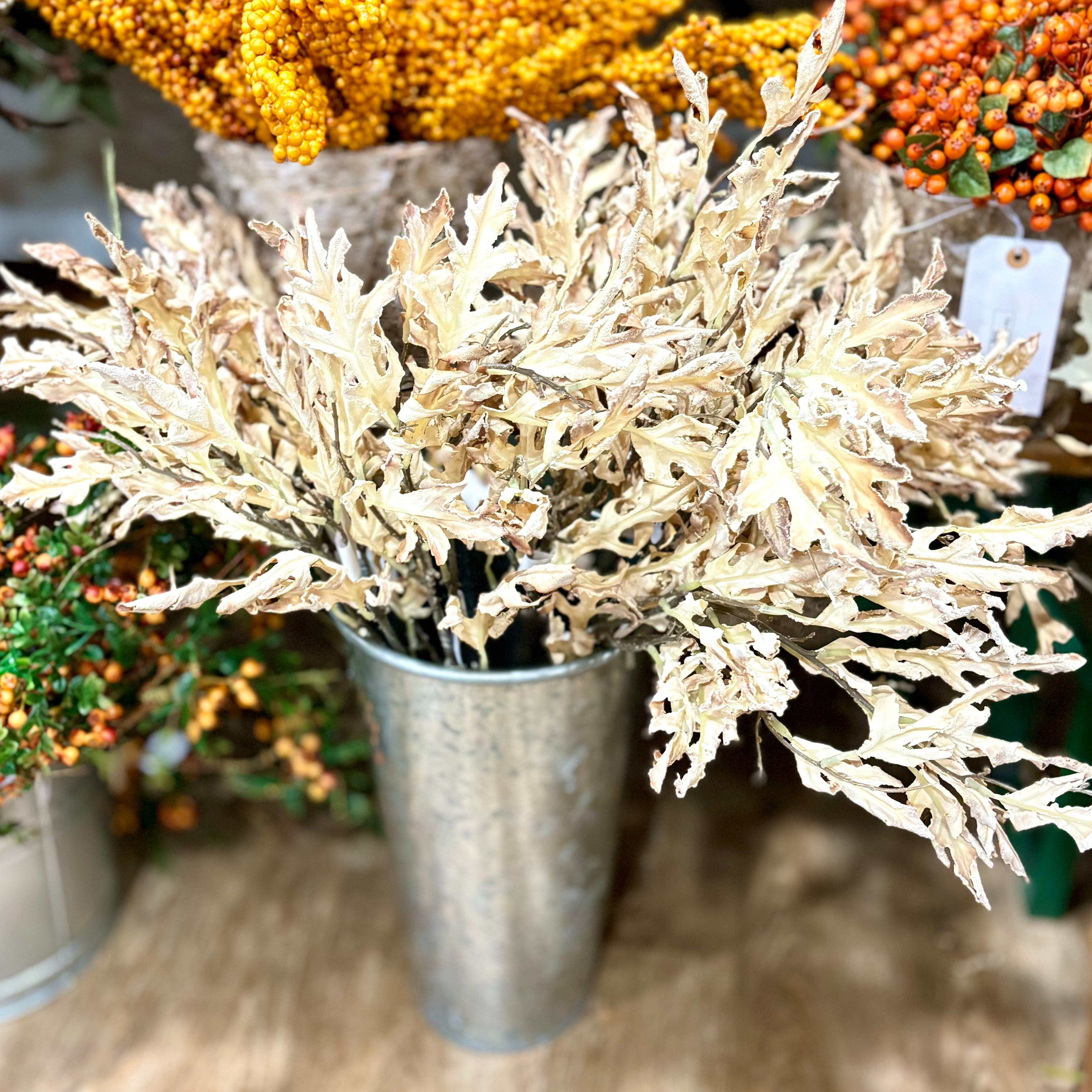 Dried Parchment Oak Leaf Spray