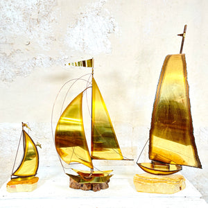 Delmont 1960s Sailboat Brass Sculpture Medium