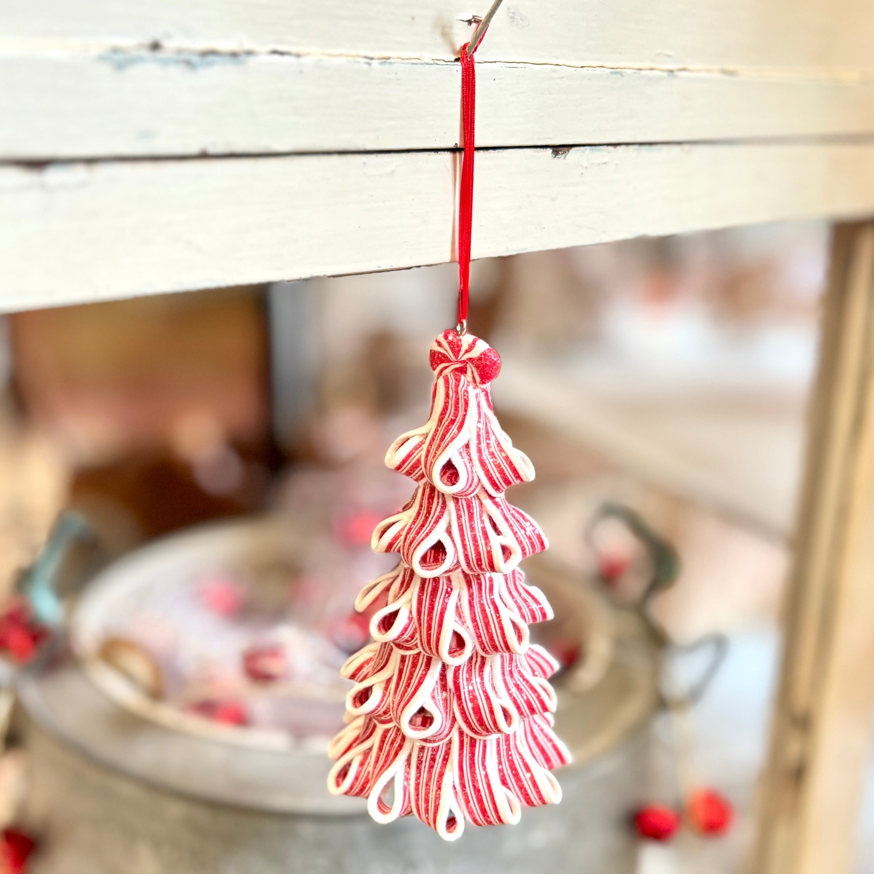 Sparkling Peppermint Ribbon Candy Tree Ornament