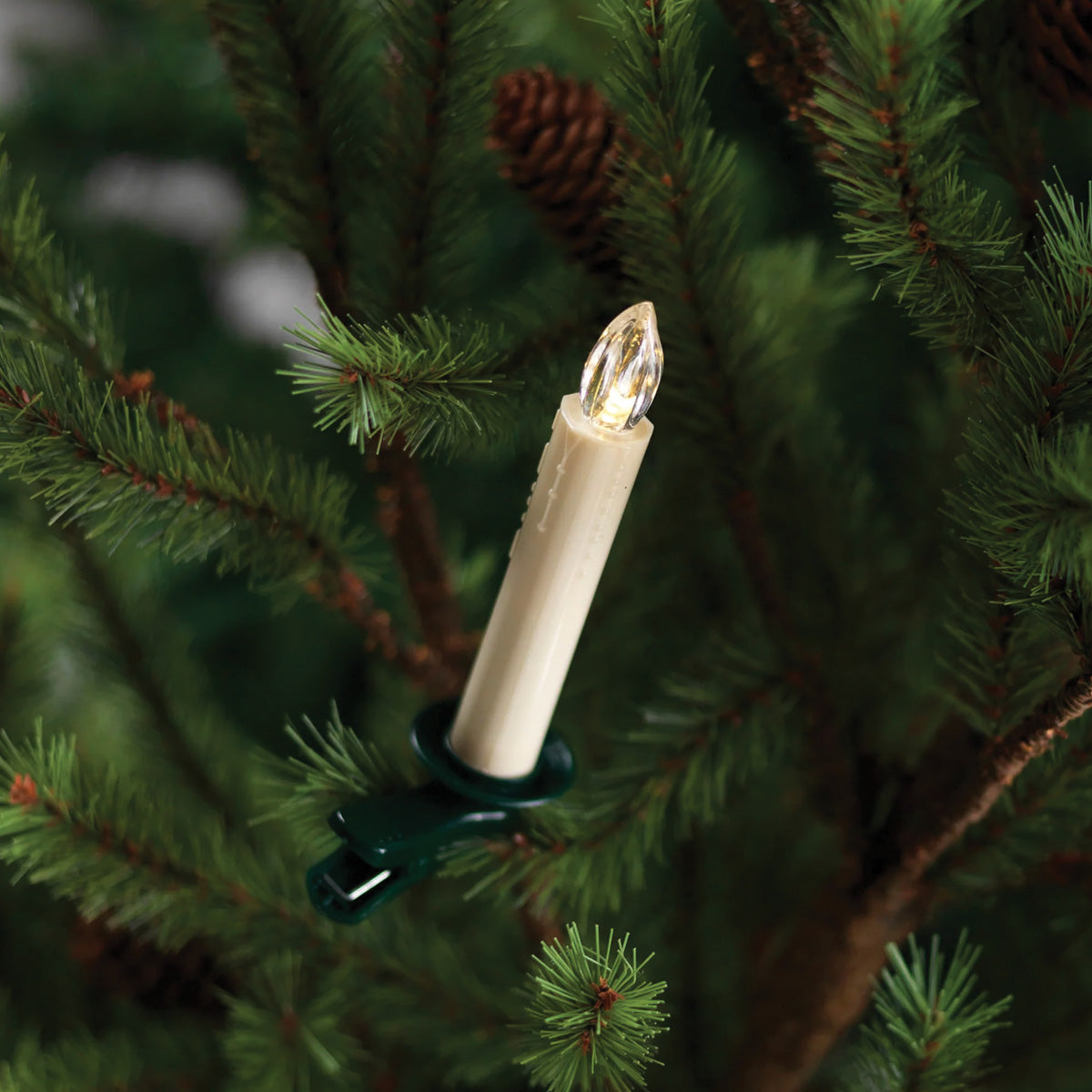 LED Tree Taper Candle Set on Ivory Base